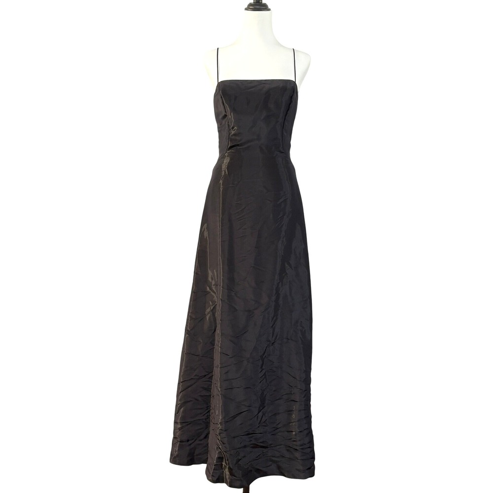 Vtg y2k Nicole Miller Union Made Black‎ Empire Waist Formal Gown Sz 4 Minimalist